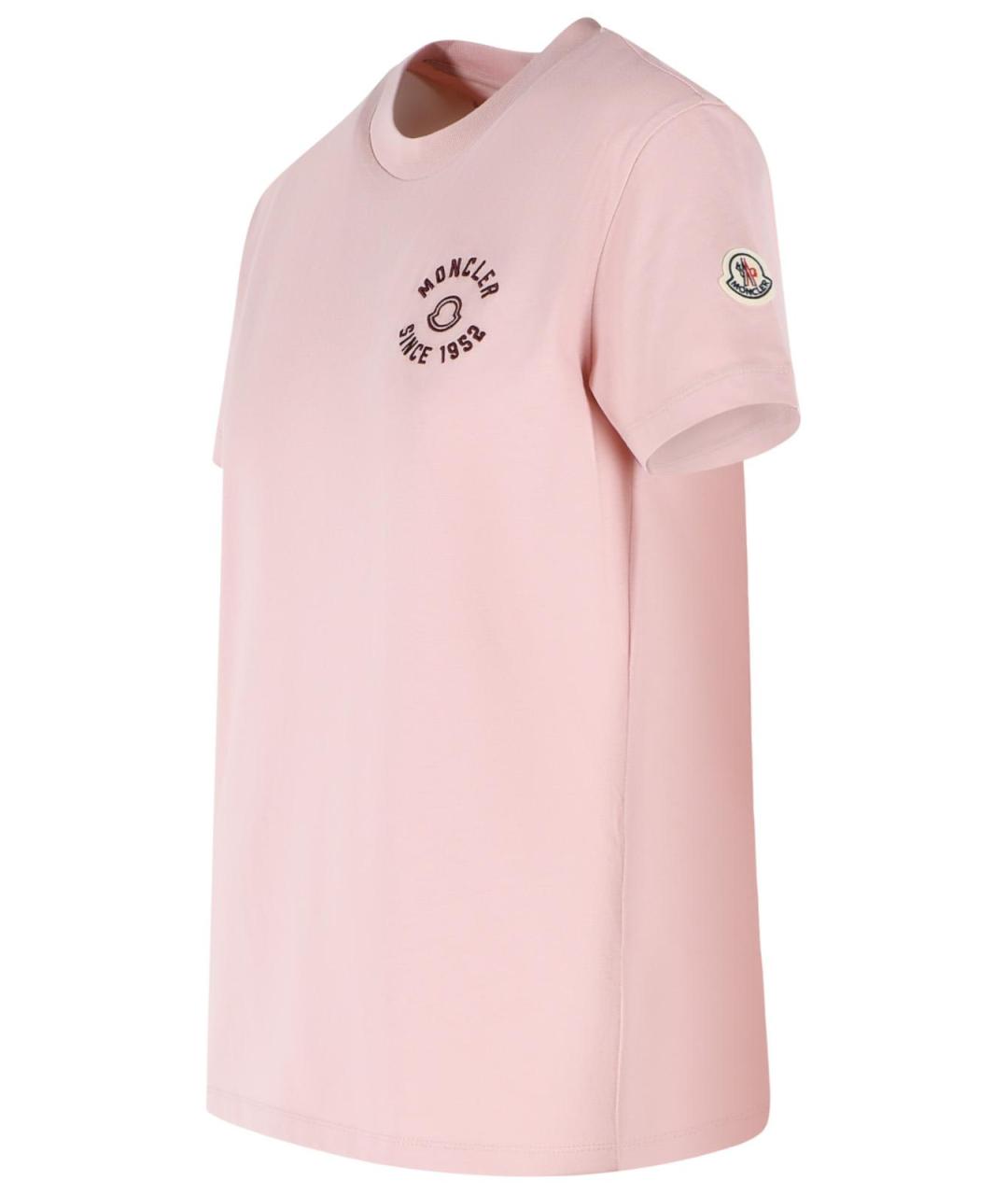 MONCLER Розовая хлопковая футболка, фото 2