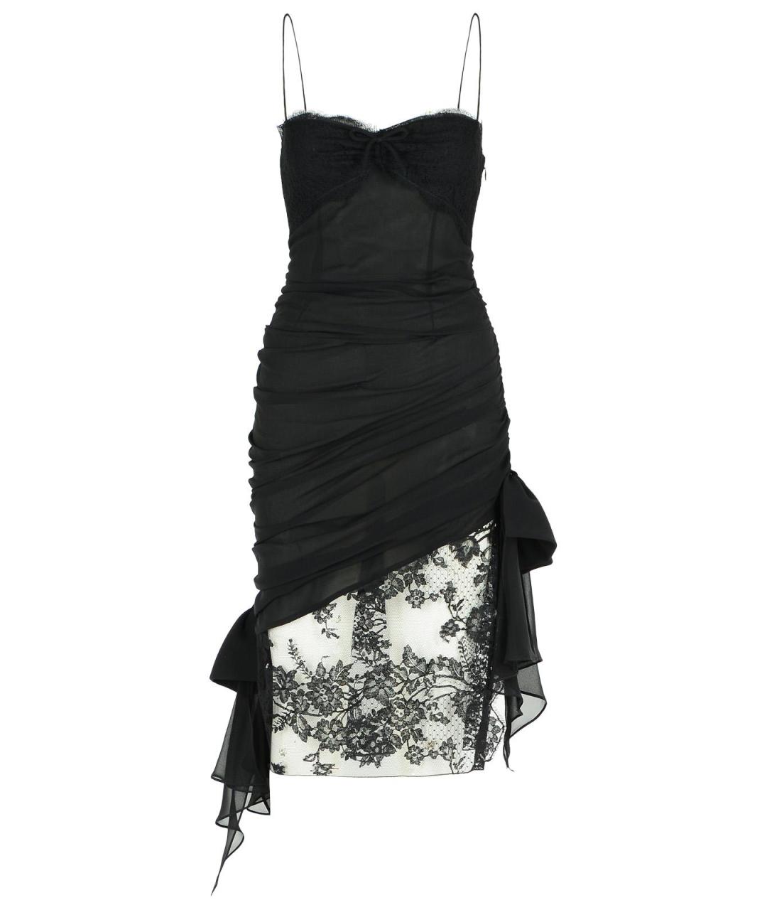 ALESSANDRA RICH Черное шелковое коктейльное платье, фото 1