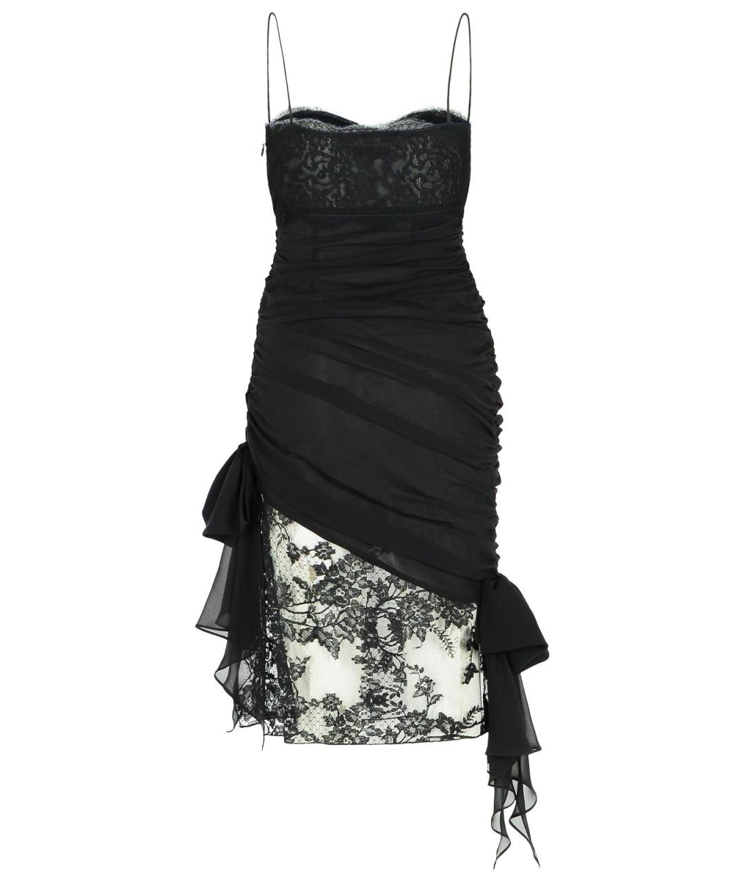 ALESSANDRA RICH Черное шелковое коктейльное платье, фото 3