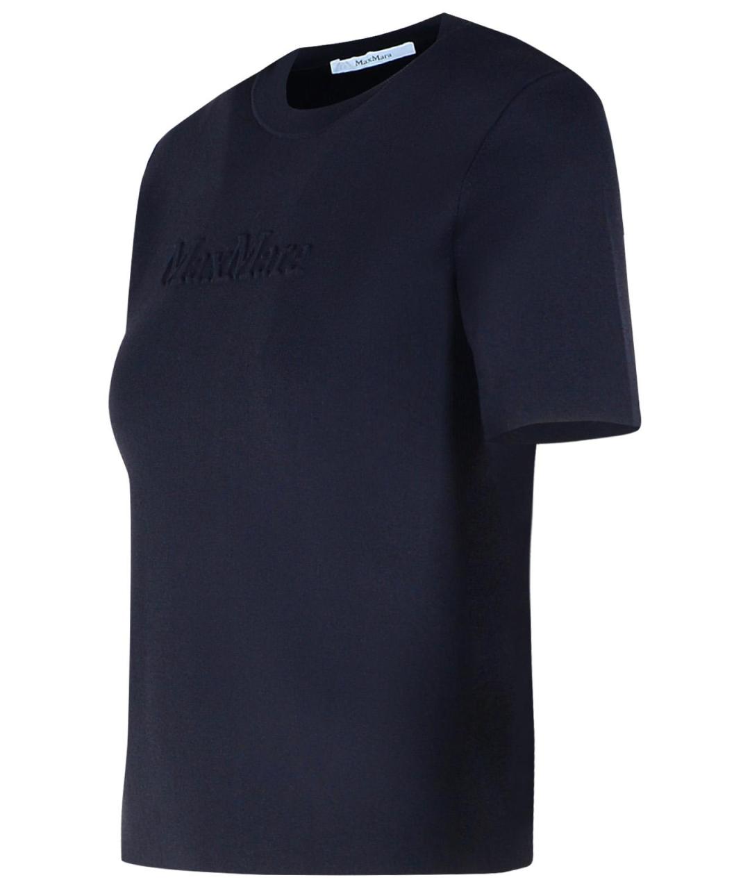MAX MARA Темно-синяя вискозная футболка, фото 2