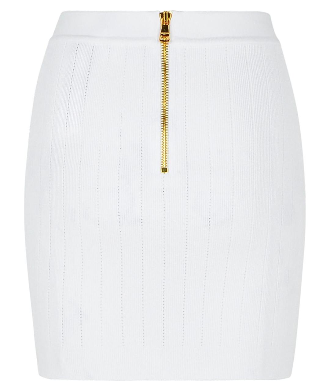 BALMAIN Белая вискозная юбка мини, фото 3