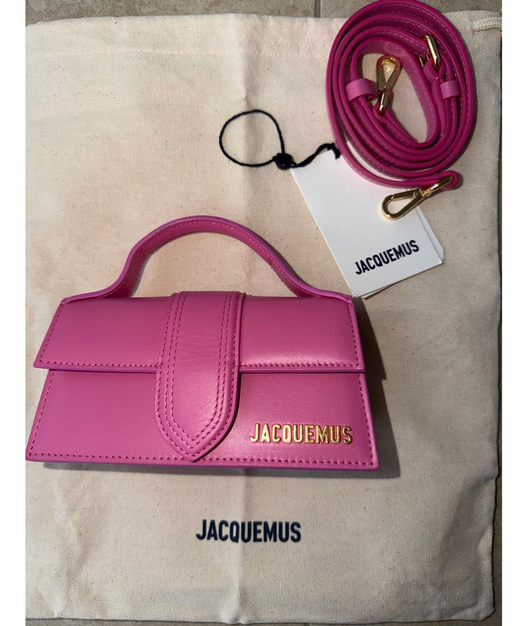 JACQUEMUS Розовая кожаная сумка с короткими ручками, фото 6