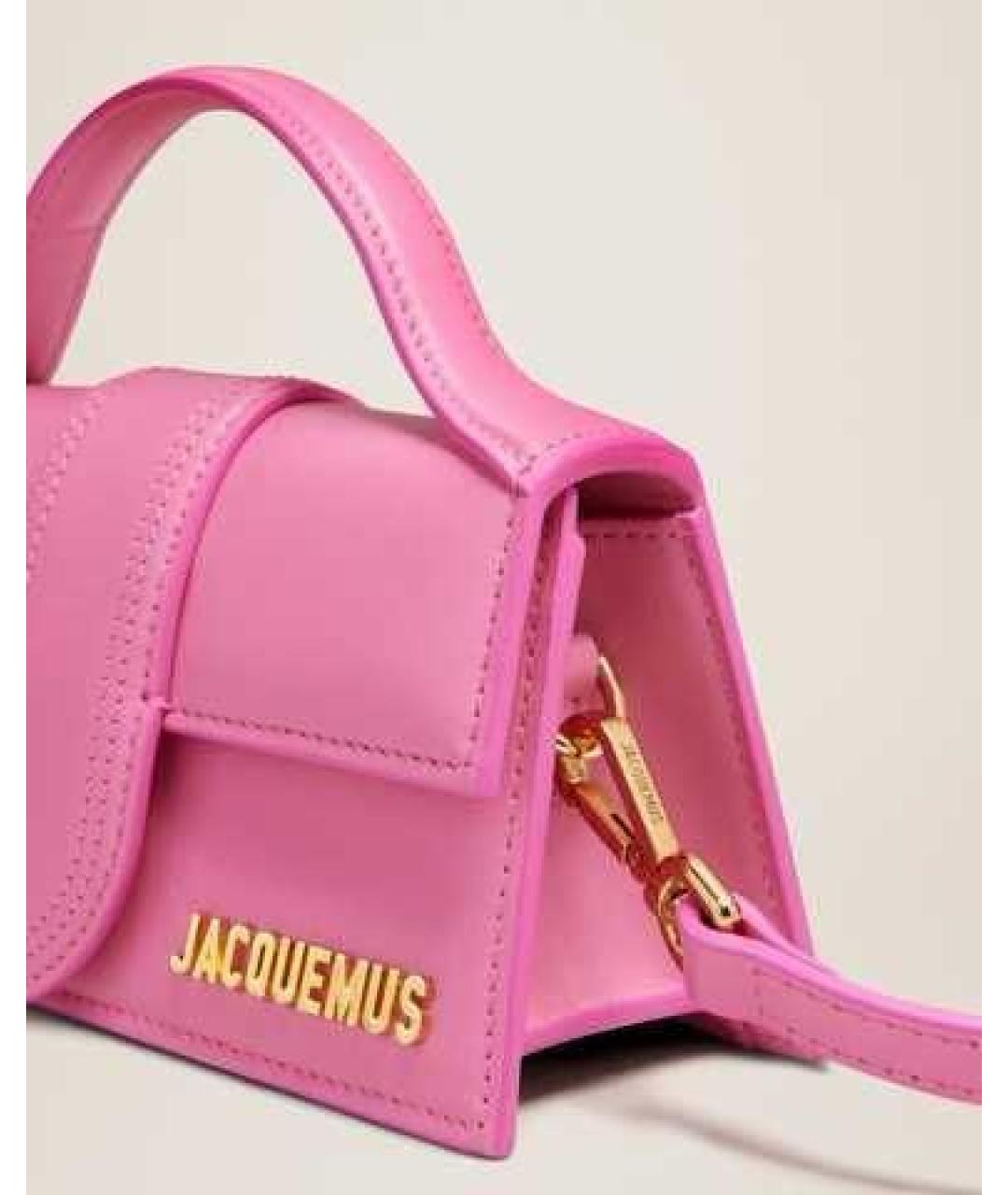 JACQUEMUS Розовая кожаная сумка с короткими ручками, фото 5