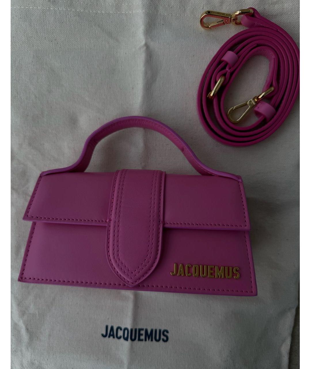 JACQUEMUS Розовая кожаная сумка с короткими ручками, фото 2