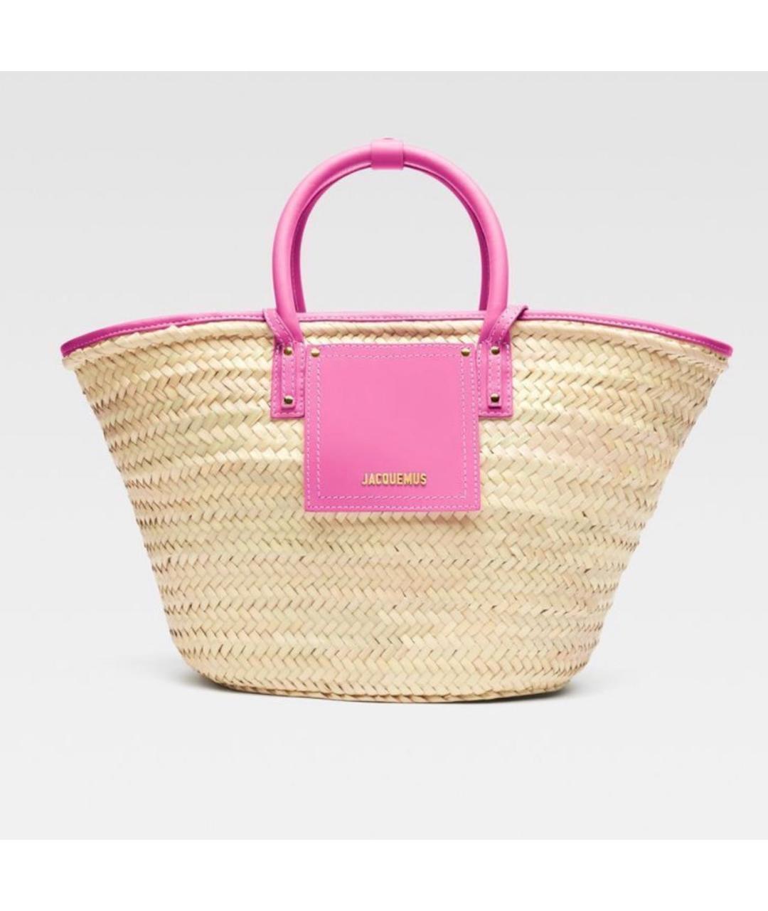 JACQUEMUS Бежевая пелетеная пляжная сумка, фото 7