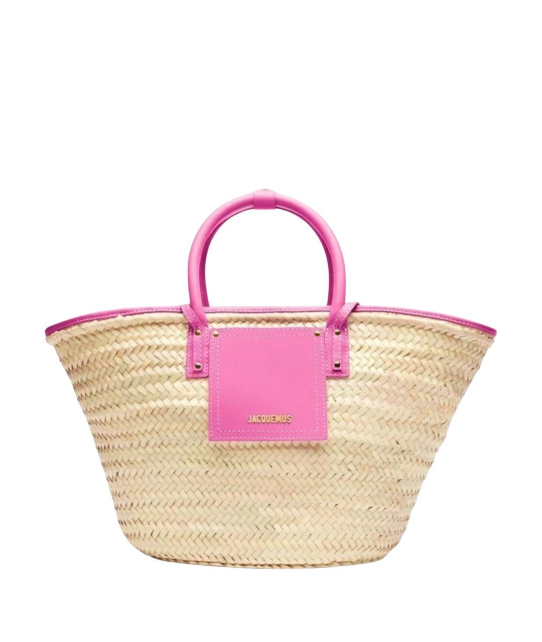 JACQUEMUS Бежевая пелетеная пляжная сумка, фото 1