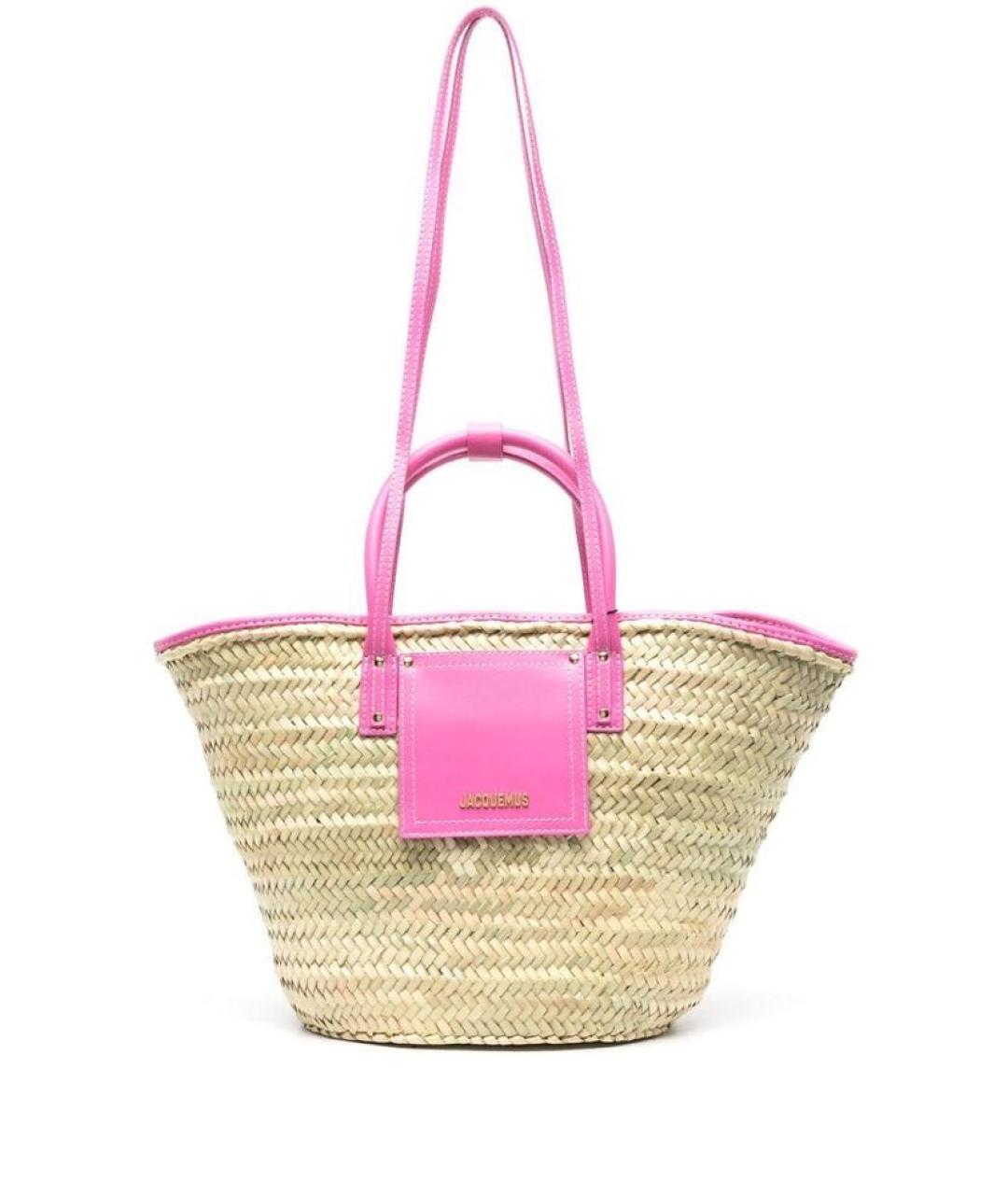 JACQUEMUS Бежевая пелетеная пляжная сумка, фото 6