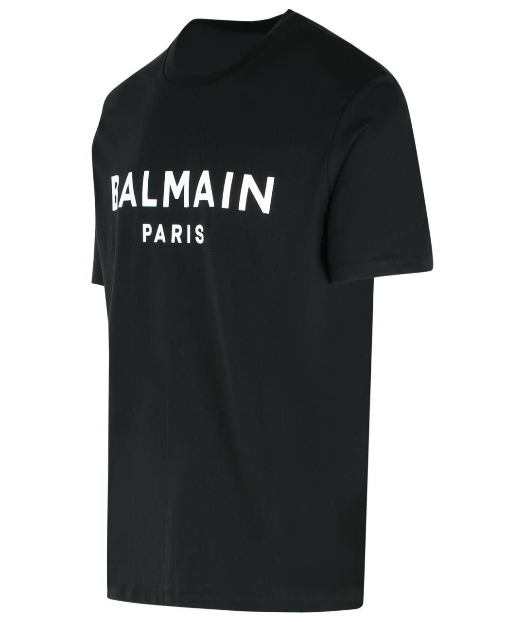BALMAIN Черная хлопковая футболка, фото 2