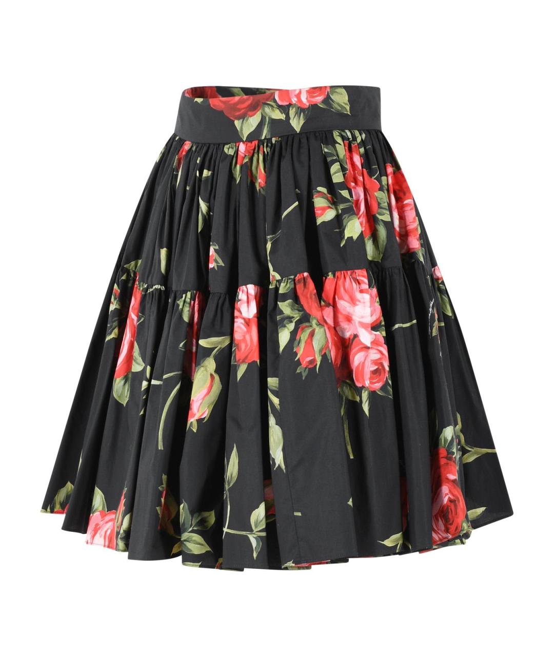 DOLCE&GABBANA Черная хлопковая юбка мини, фото 2