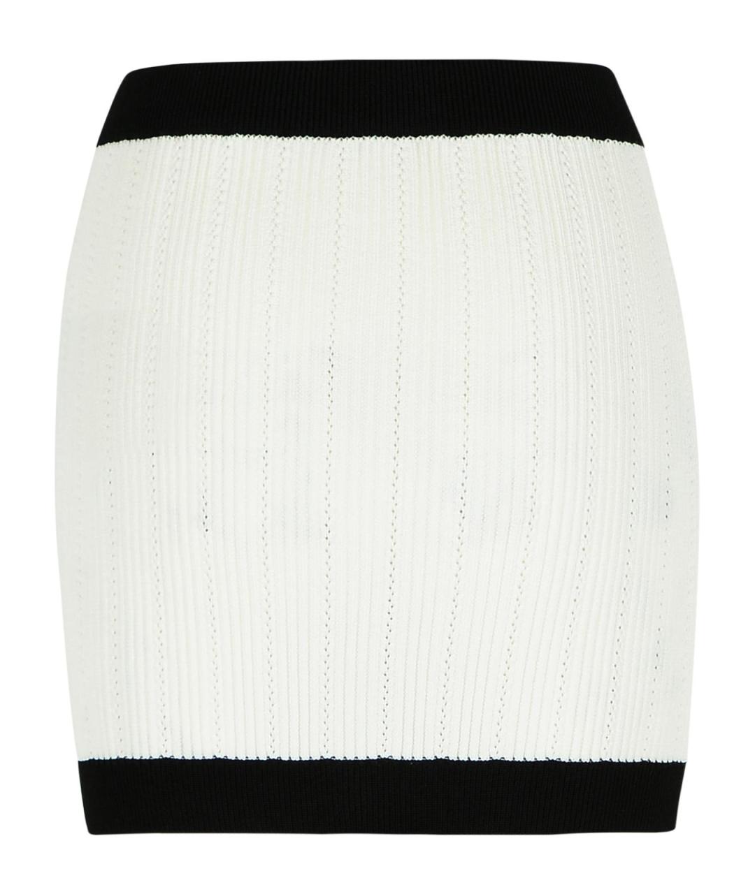 BALMAIN Белая вискозная юбка мини, фото 3