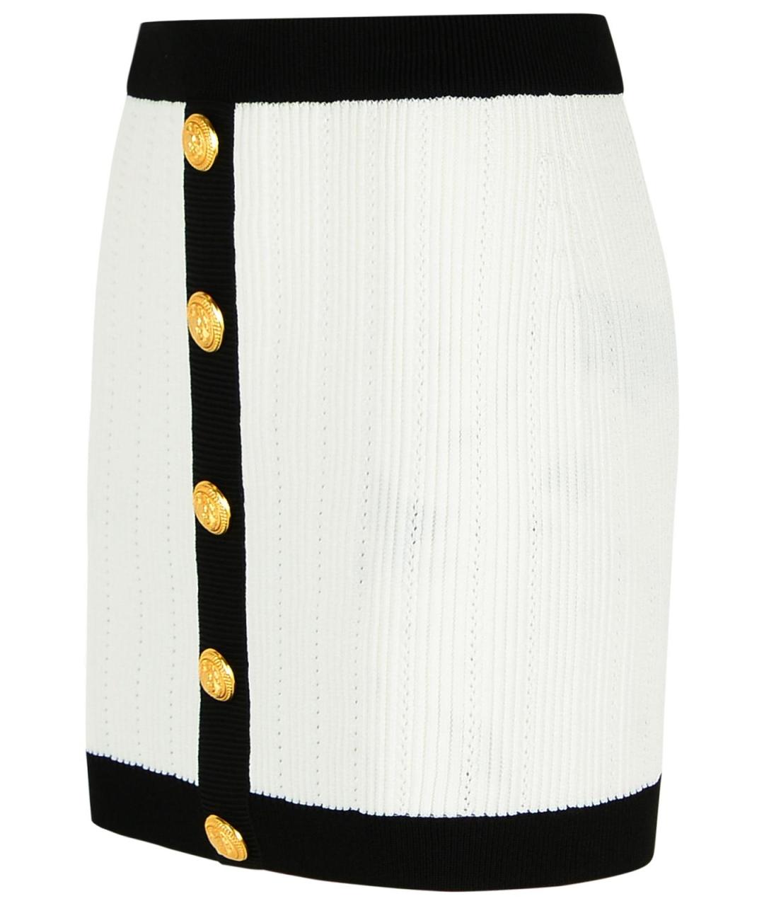 BALMAIN Белая вискозная юбка мини, фото 2