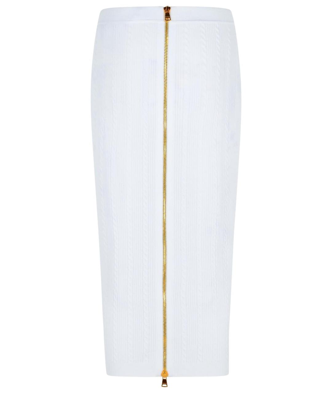 BALMAIN Белая вискозная юбка миди, фото 3