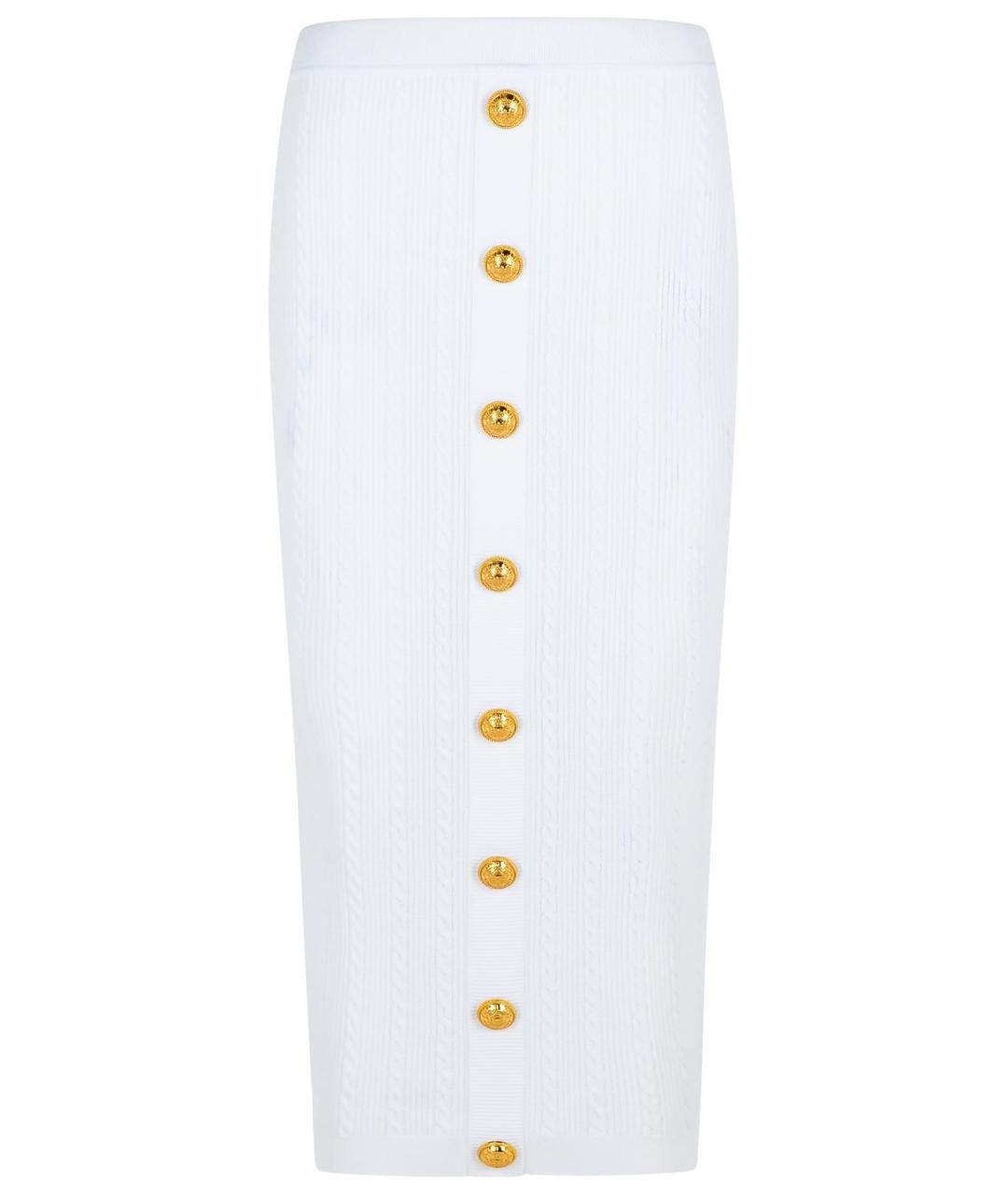 BALMAIN Белая вискозная юбка миди, фото 1