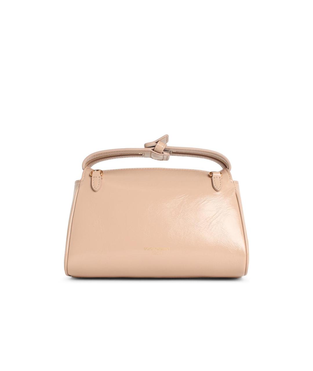 DOLCE&GABBANA Бежевая кожаная сумка с короткими ручками, фото 3