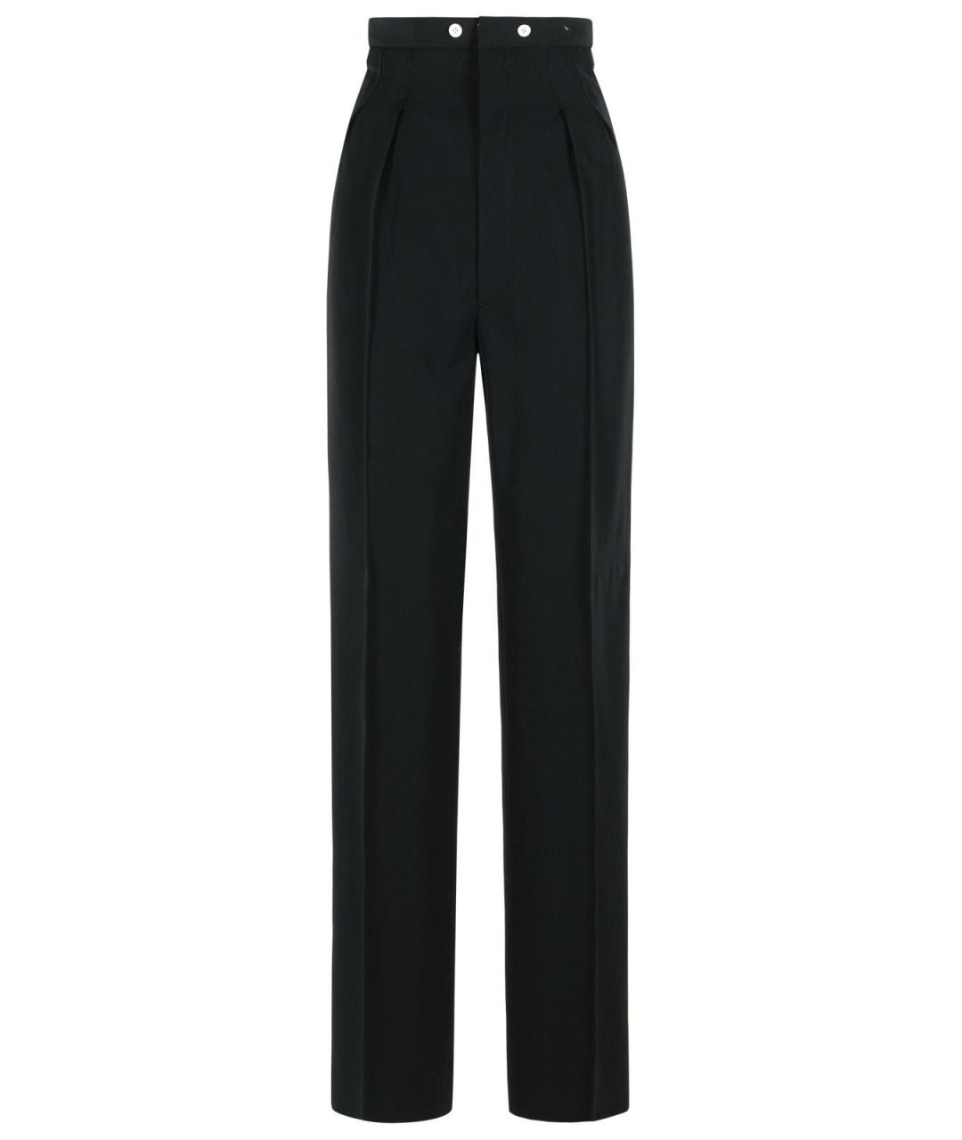 MAISON MARGIELA Черные шерстяные прямые брюки, фото 1