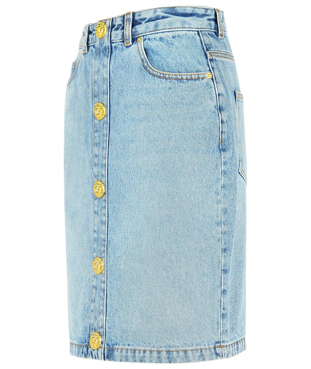 BALMAIN Голубая хлопковая юбка миди, фото 2