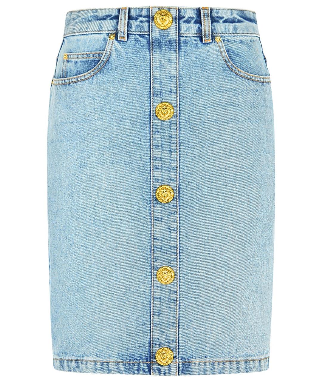 BALMAIN Голубая хлопковая юбка миди, фото 1
