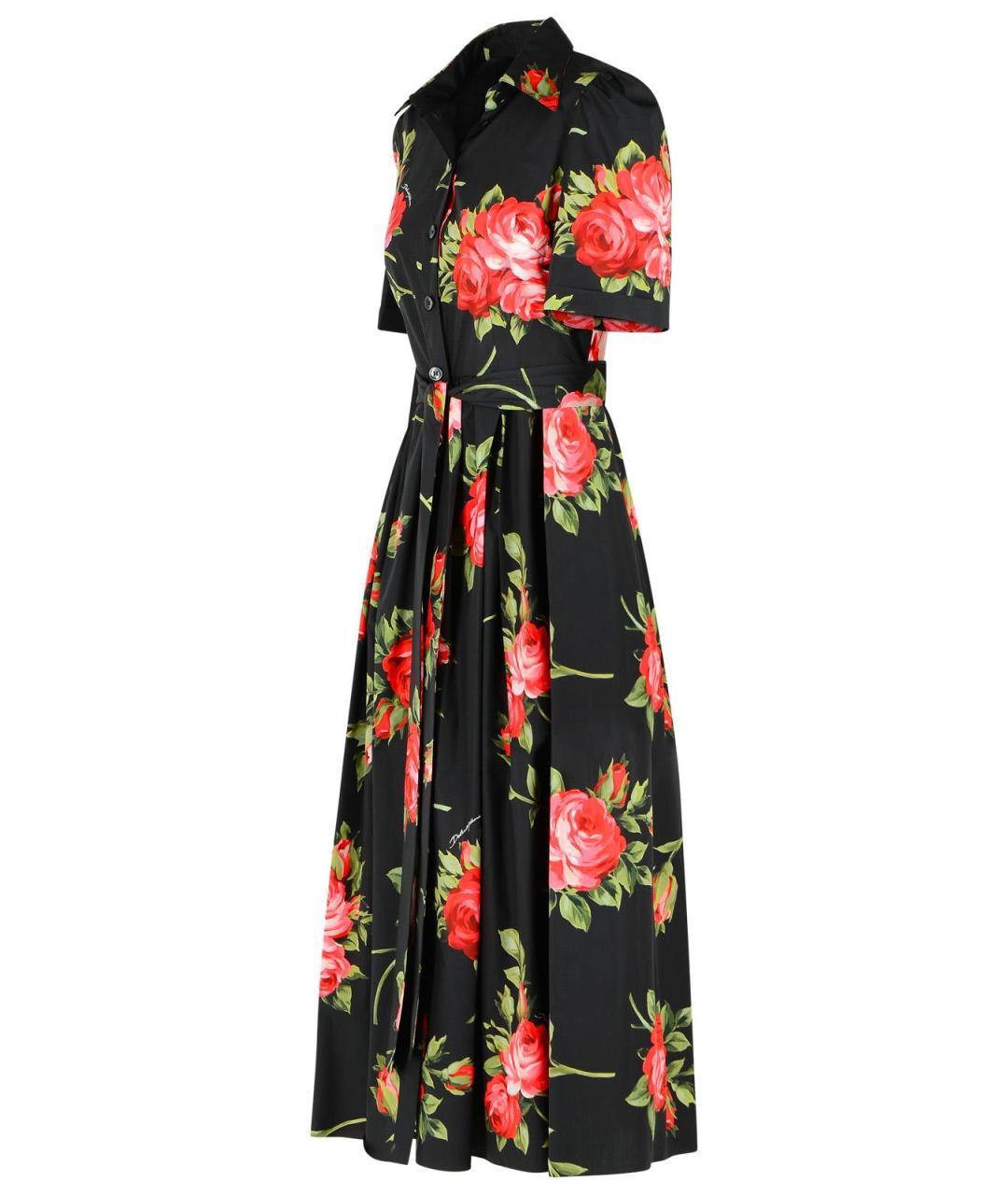 DOLCE&GABBANA Черное хлопковое повседневное платье, фото 2