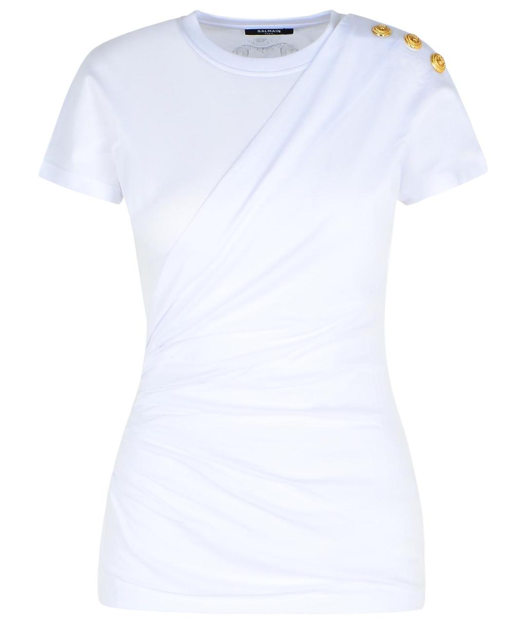 BALMAIN Белая хлопковая футболка, фото 1