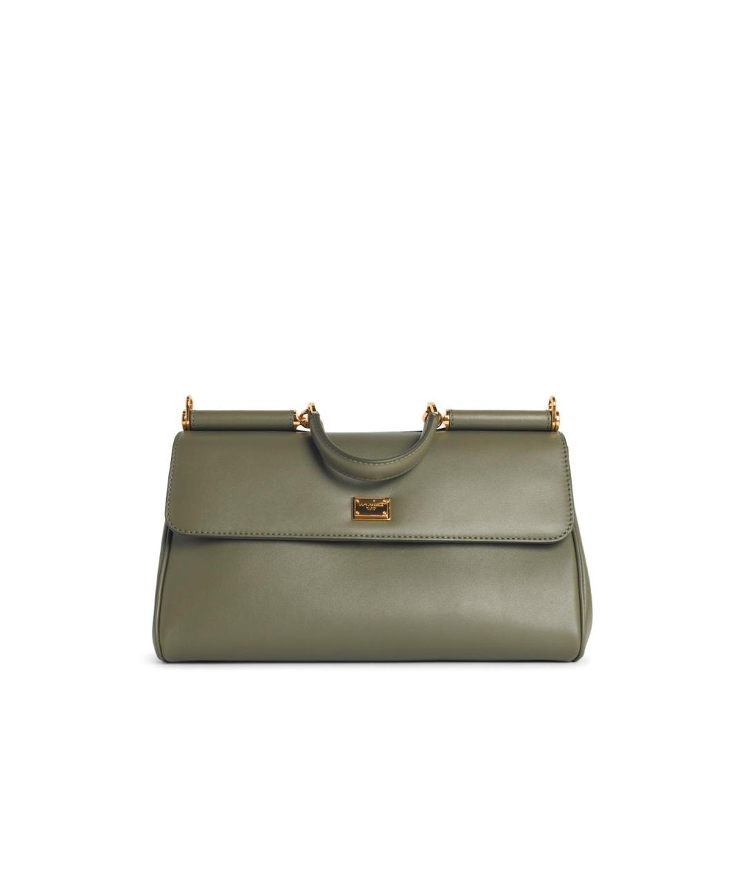 DOLCE&GABBANA Зеленая кожаная сумка тоут, фото 4