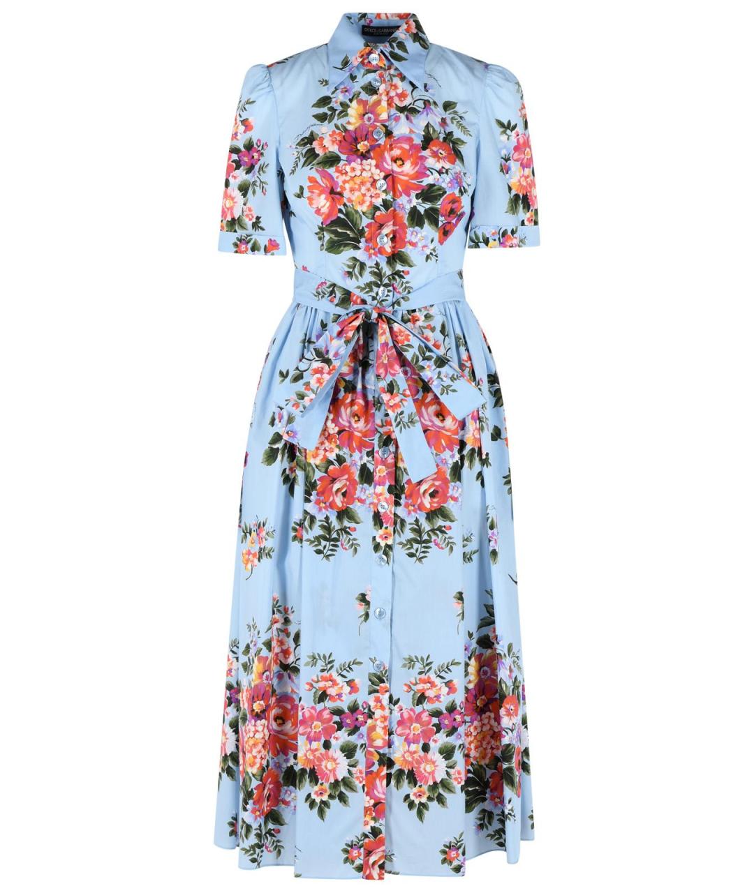 DOLCE&GABBANA Голубое хлопковое повседневное платье, фото 1