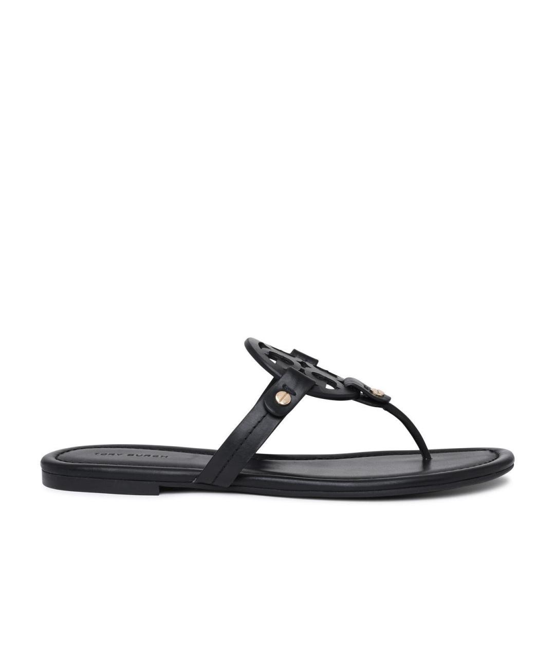 TORY BURCH Черные кожаные сандалии, фото 1