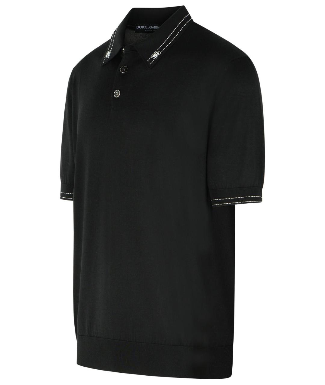 DOLCE&GABBANA Черное поло с коротким рукавом, фото 2
