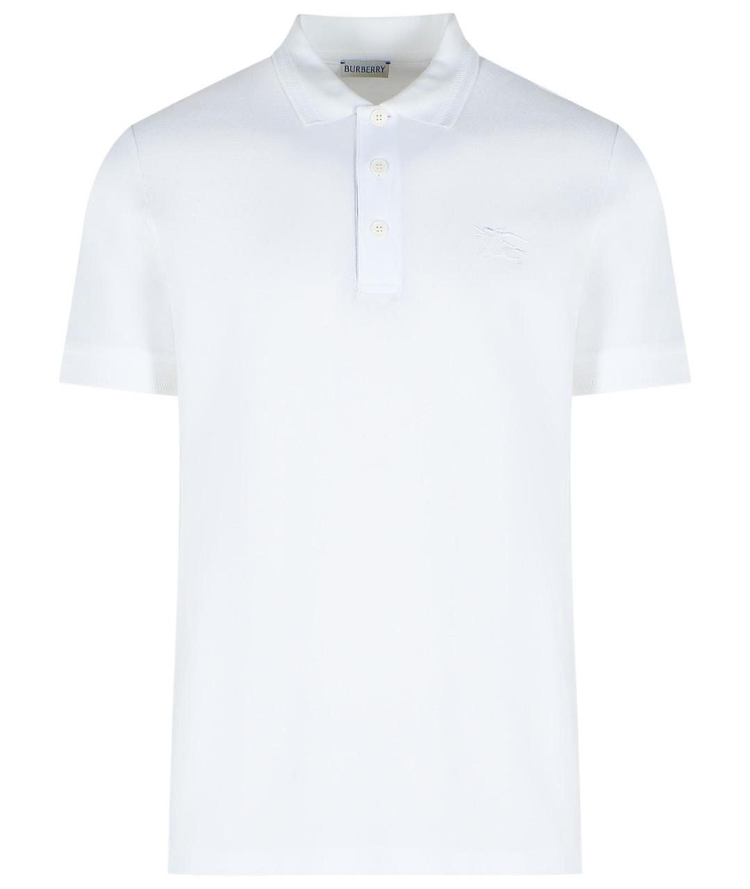 BURBERRY Белое хлопковое поло с коротким рукавом, фото 1