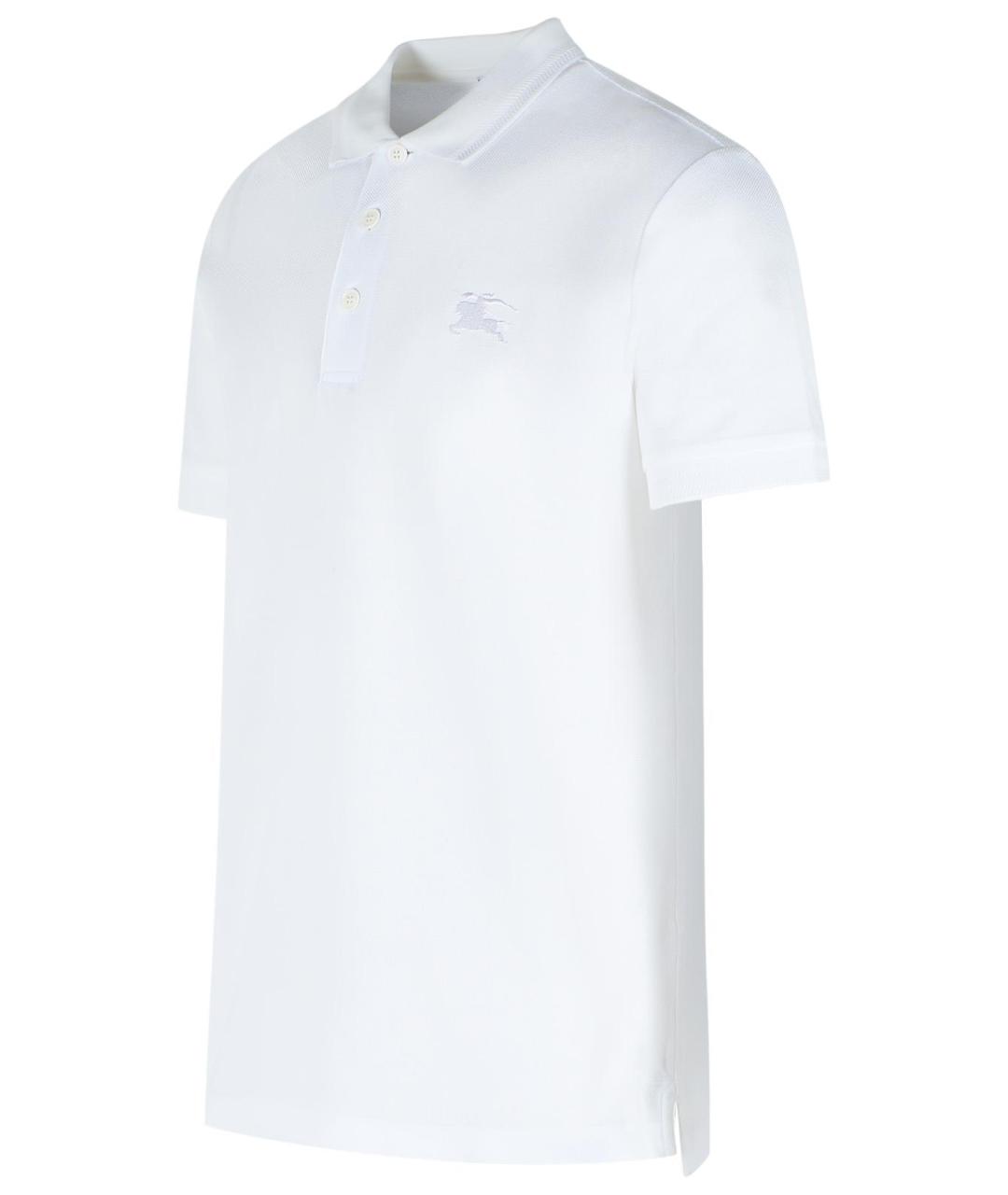 BURBERRY Белое хлопковое поло с коротким рукавом, фото 2