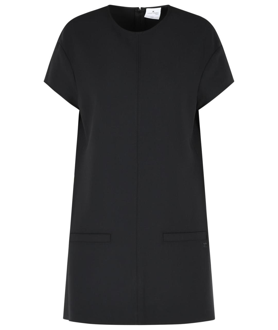 COURREGES Черное шерстяное повседневное платье, фото 1