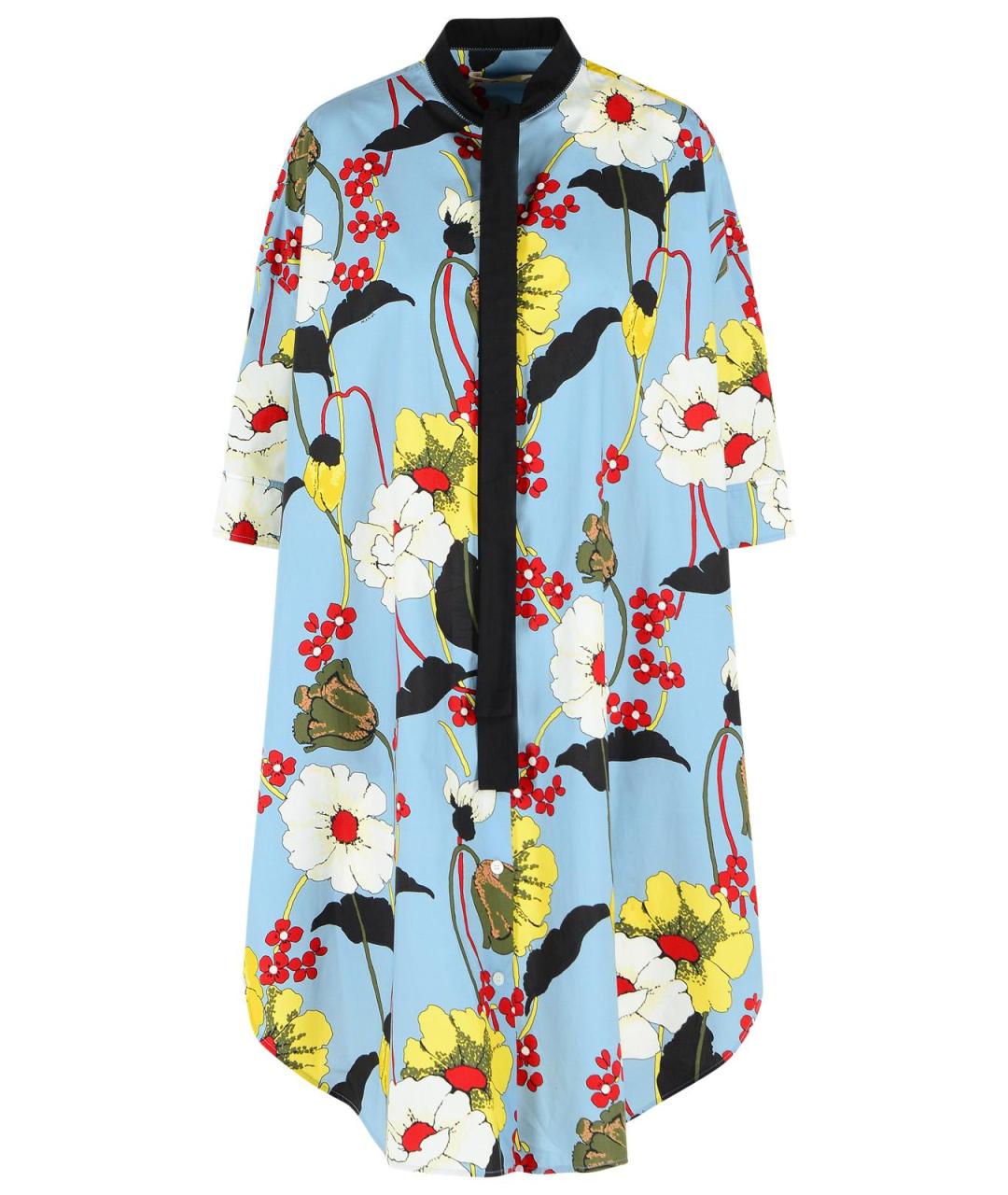 MARNI Голубое хлопковое повседневное платье, фото 1