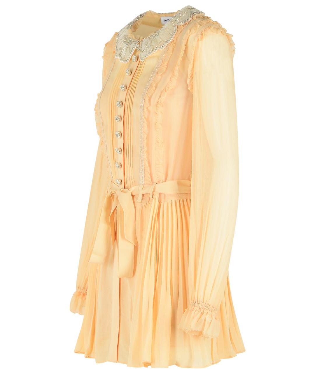 SELF-PORTRAIT Бежевое вискозное повседневное платье, фото 2