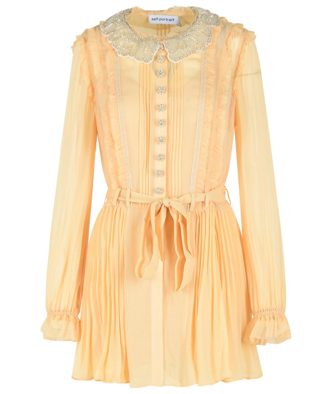 SELF-PORTRAIT Бежевое вискозное повседневное платье, фото 1