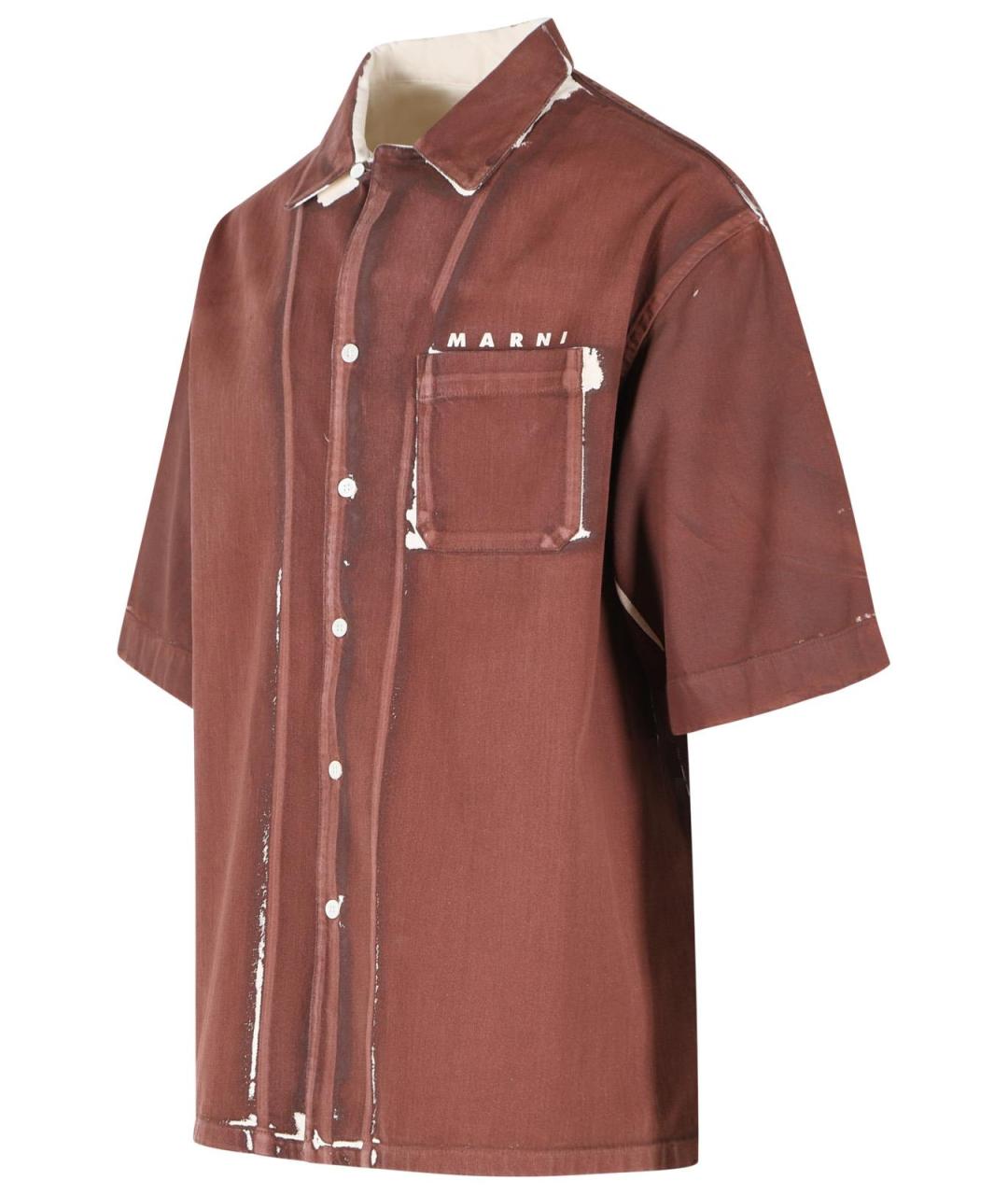 MARNI Коричневая хлопковая кэжуал рубашка, фото 2