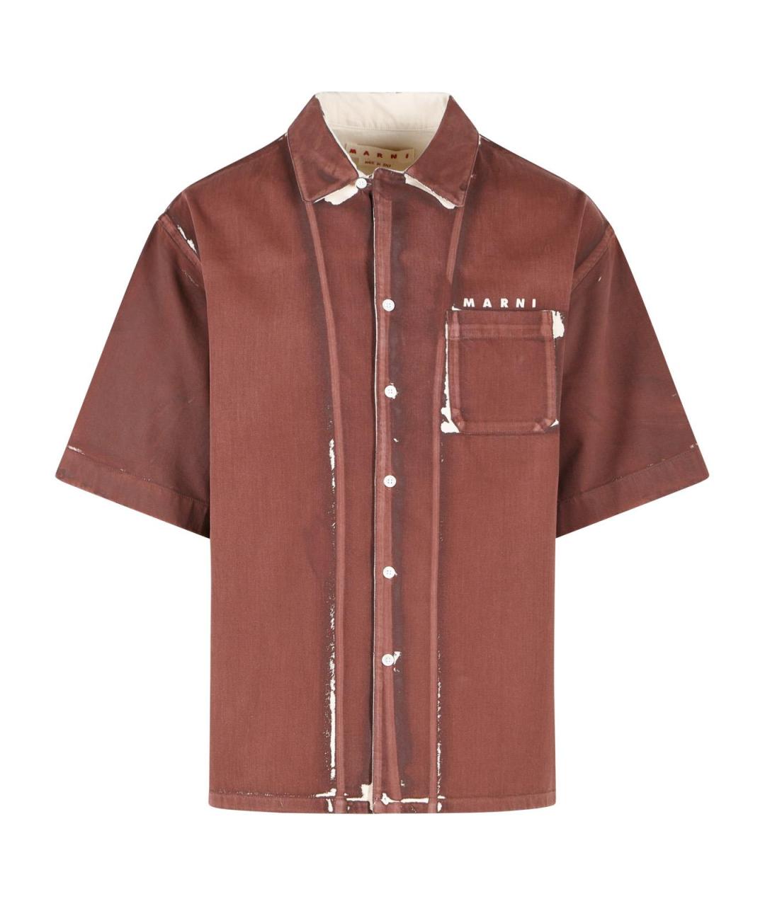 MARNI Коричневая хлопковая кэжуал рубашка, фото 1
