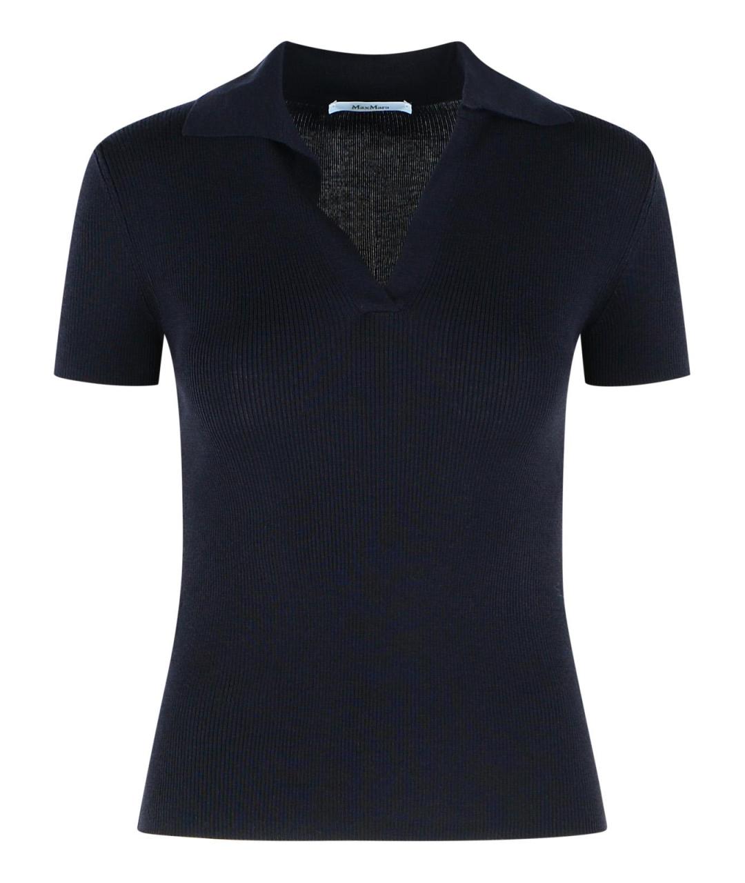 MAX MARA Синяя шерстяная футболка, фото 1