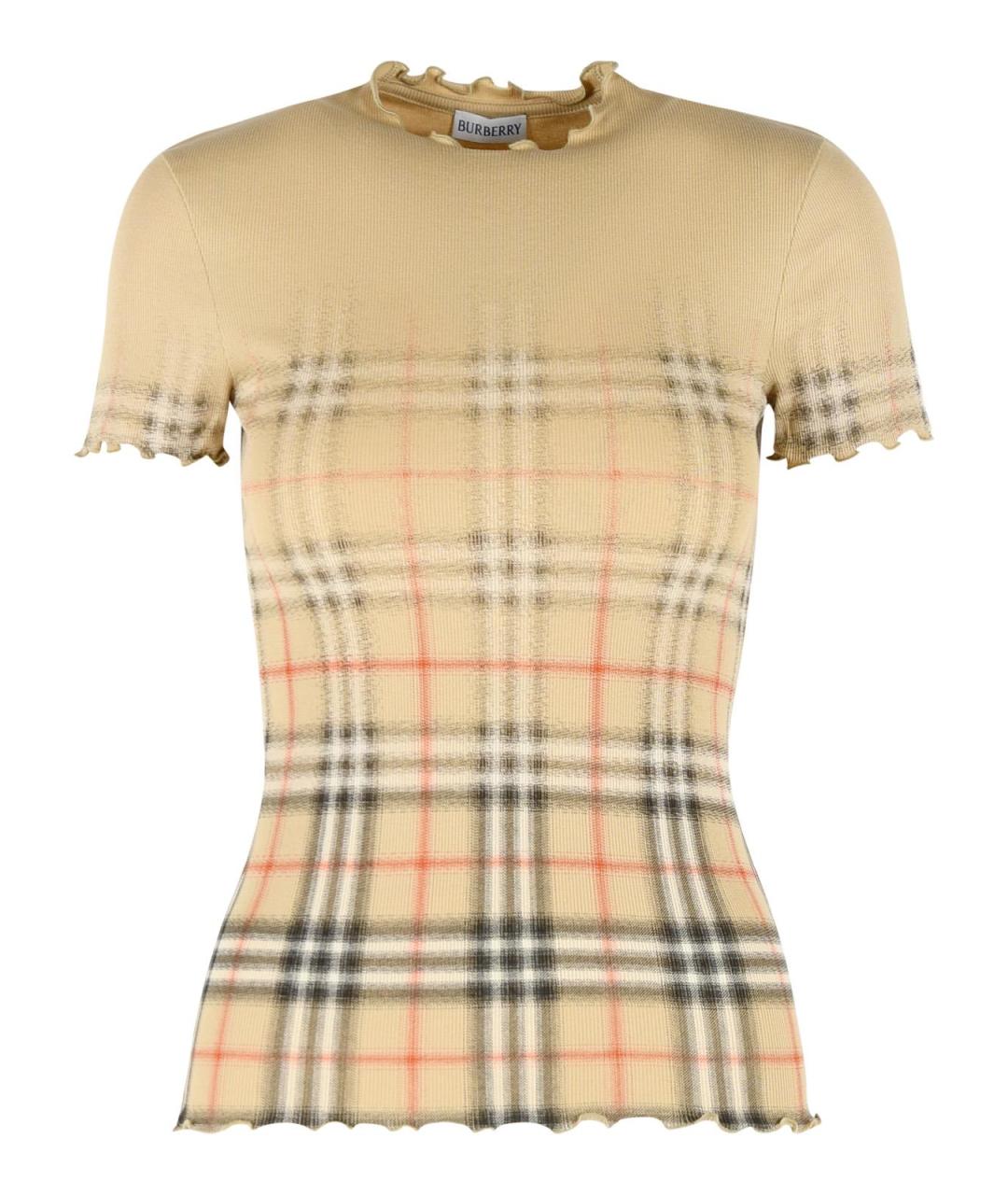 BURBERRY Бежевая хлопковая футболка, фото 1