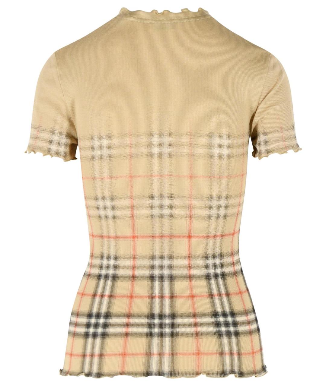 BURBERRY Бежевая хлопковая футболка, фото 3