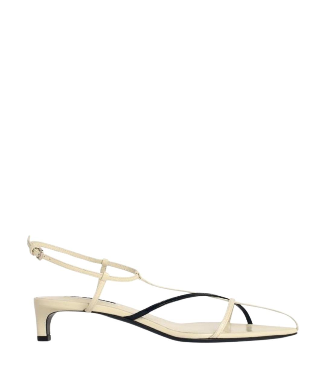 JIL SANDER Бежевые кожаные босоножки, фото 1