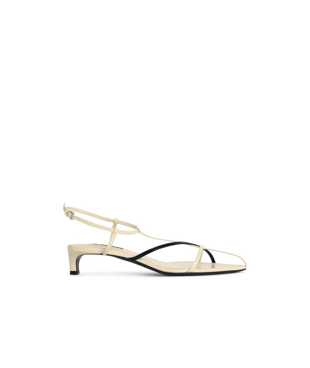 JIL SANDER Бежевые кожаные босоножки, фото 4