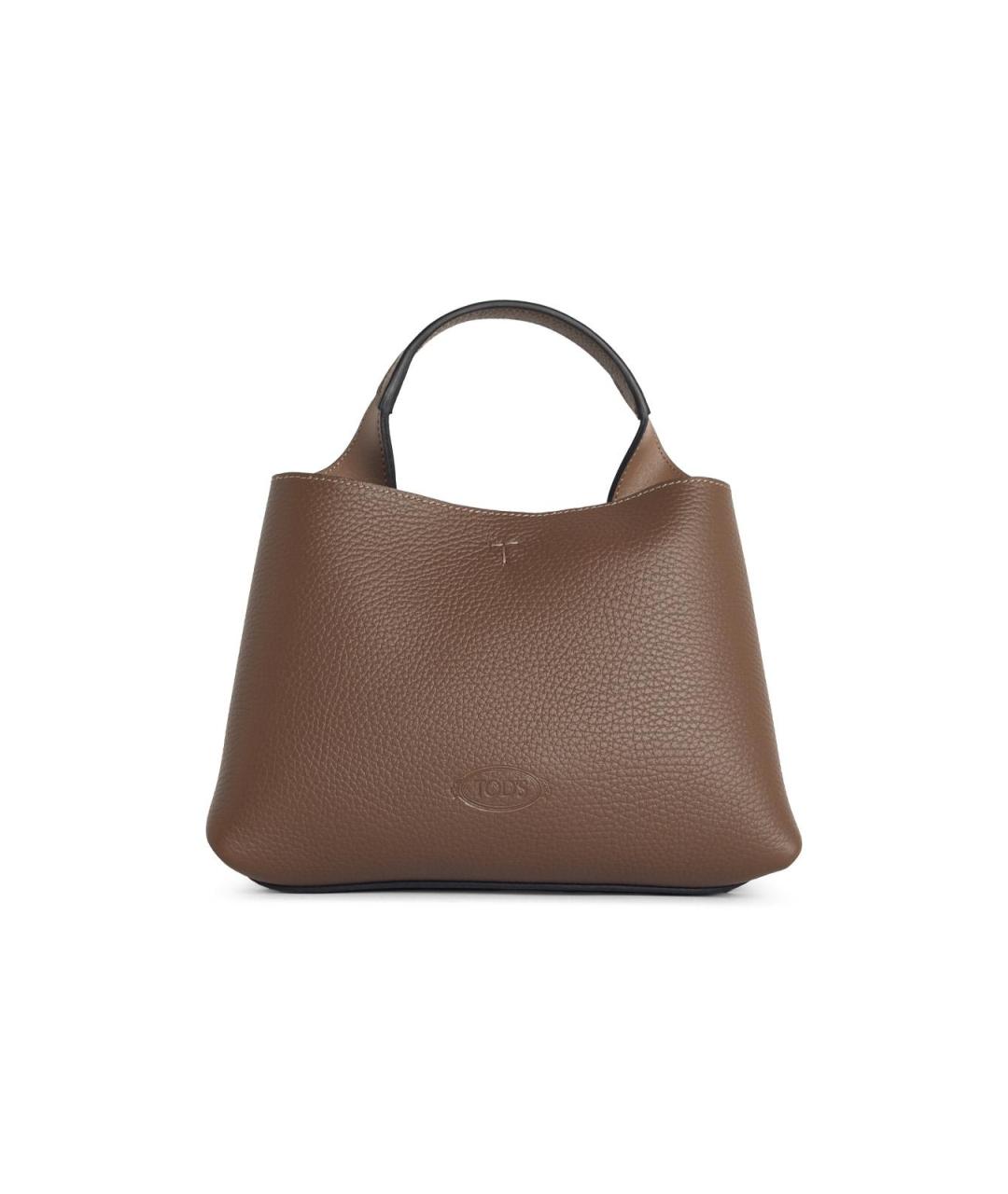 TOD'S Коричневая кожаная сумка тоут, фото 1