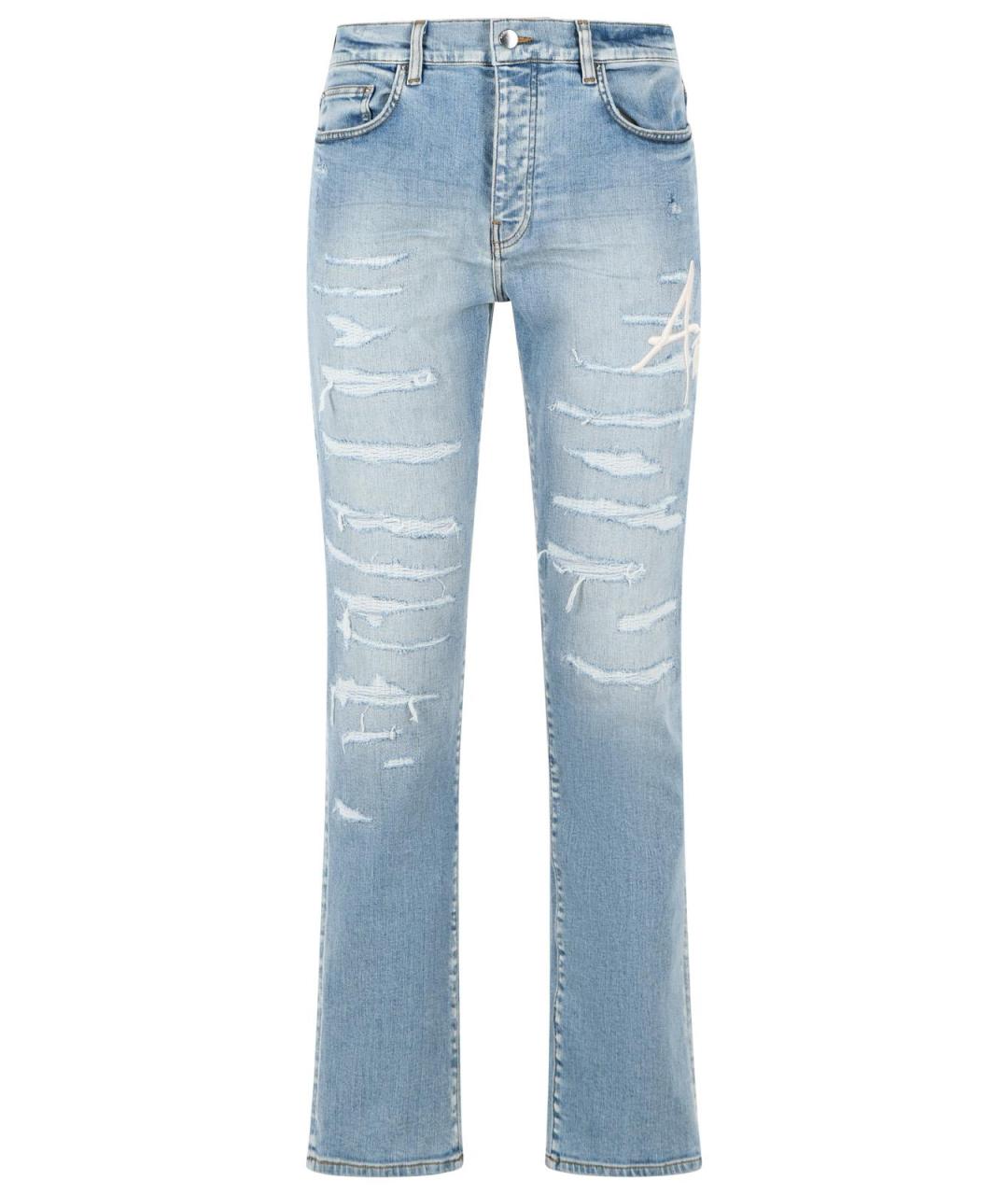 AMIRI Голубые хлопковые прямые джинсы, фото 1