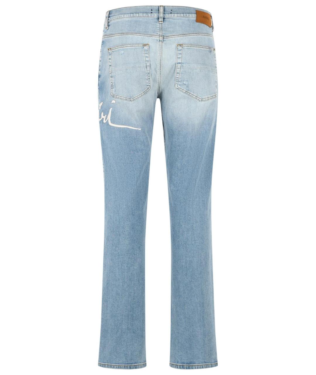 AMIRI Голубые хлопковые прямые джинсы, фото 3