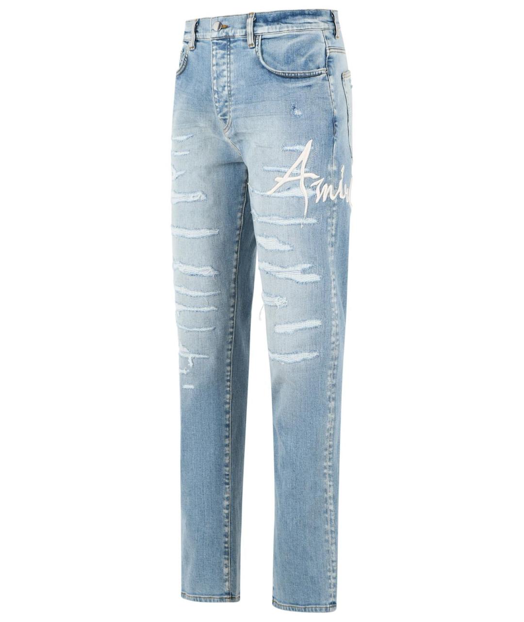 AMIRI Голубые хлопковые прямые джинсы, фото 2