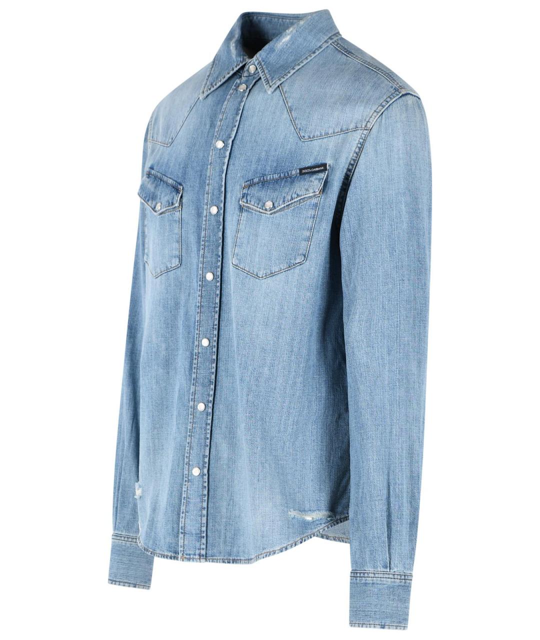 DOLCE&GABBANA Голубая хлопковая кэжуал рубашка, фото 2