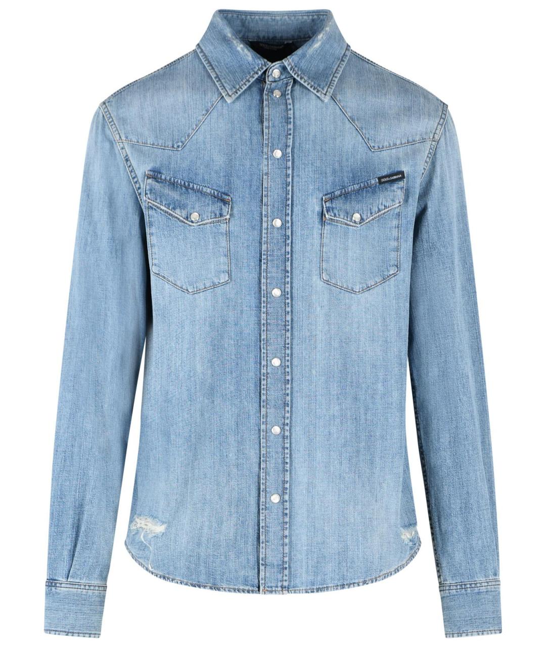 DOLCE&GABBANA Голубая хлопковая кэжуал рубашка, фото 1