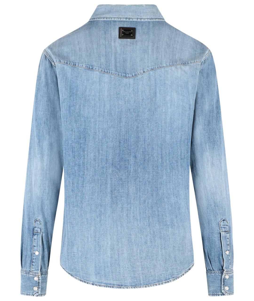 DOLCE&GABBANA Голубая хлопковая кэжуал рубашка, фото 3