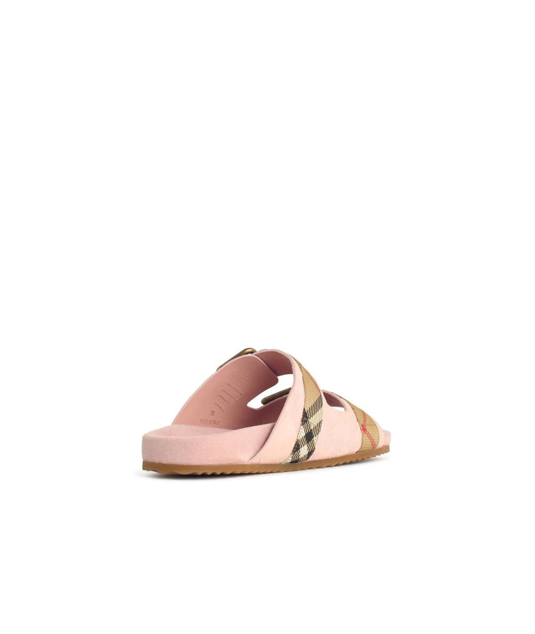 BURBERRY Розовые текстильные шлепанцы, фото 3