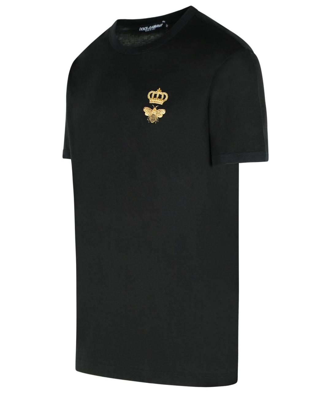 DOLCE&GABBANA Черная хлопковая футболка, фото 2