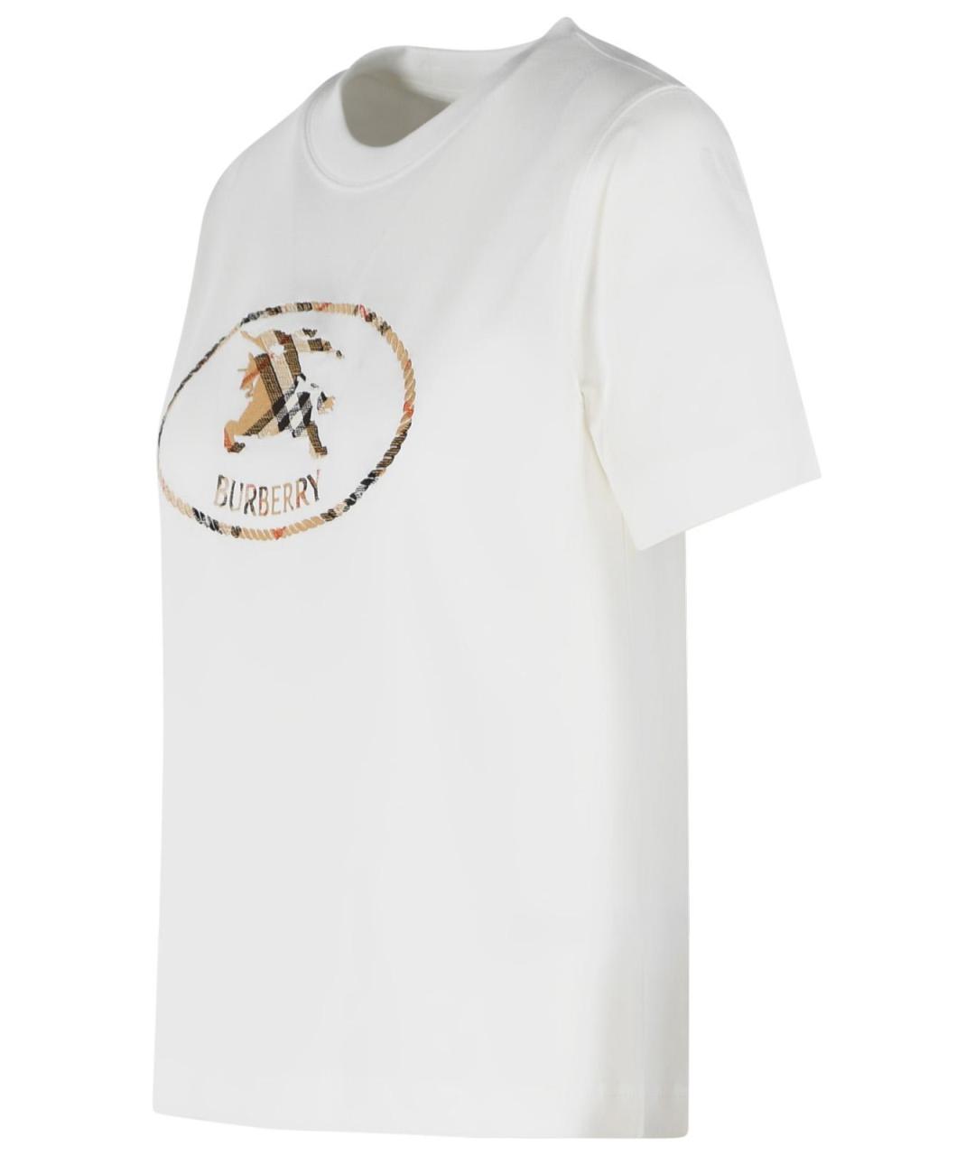 BURBERRY Белая хлопковая футболка, фото 2